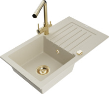 Graniidist köögivalamu Mexen Pablo 6510-69-671600-50, 75 x 43 x 16.1 cm, beež, koos segisti ja sifooniga