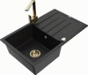 Graniidist köögivalamu Mexen Bruno 6513-77-670300-50, 79 x 49 x 20 cm, must/gold, segisti ja sifooniga