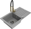 Graniidist köögivalamu Mexen Pablo 6510-71-73450-57-B, 75.2 x 43.6 x 16.1 cm, hall/must/kuldne, koos segisti ja sifooniga