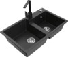 Graniidist köögivalamu Mexen Tomas 6516-73-670300-70, 80 x 50 x 19 cm, must/hõbedane metallic, segisti ja sifooniga