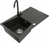 Graniidist köögivalamu Mexen Cesar 6514-75-670200-70, 77 x 47 x 20 cm, must/kuldne, segisti ja sifooniga
