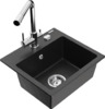 Graniidist köögivalamu Mexen Milo 6505-73-671600-00, 43.5 x 41 x 17.1 cm, must/hõbedane metallic, segisti ja sifooniga