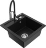 Graniidist köögivalamu Mexen Vito 6503-77-73450-07, 52 x 49 x 21 cm, must/chrome, segisti ja sifooniga