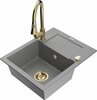 Graniidist köögivalamu Mexen Enzo 6506-71-670101-50, 57.6 x 46.5 x 17.4 cm, hall/gold, koos segisti ja sifooniga