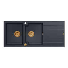Topelt graniitvalamu Quadron Evan 121, HQE11650U8PVDC1P2O, 116 x 50 x 21.5 cm, must teemant/vask