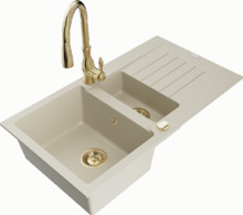 Graniidist köögivalamu Mexen Matias 6502-69-672601-50, 90 x 50.5 x 20 cm, beež, segisti ja sifooniga
