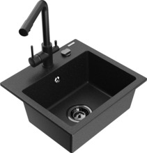 Graniidist köögivalamu Mexen Milo 6505-73-671600-70-B, 43.5 x 41 x 17.1 cm, must/hõbedane metallic
