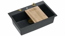 Köögivalamu Quadron Marc HQM7650U8PVDG1, 92 x 58 x 29 cm, must teemant/kuld, koos dosaatori ja lõikelauaga
