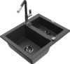 Graniidist köögivalamu Mexen Carlos 6518-76-670401-07-B, 58 x 47 x 17.7 cm, must täpiline, koos segisti ja sifooniga