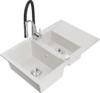 Graniidist köögivalamu Mexen Gaspar 6507-20-73450-07, 73 x 47 x 17.7 cm, valge/must/hõbedane, koos segisti ja sifooniga
