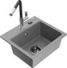 Graniidist köögivalamu Mexen Milo 6505-71-670401-07-B, 43.5 x 41 x 17.1 cm, hall/must/kroom, segisti ja sifooniga