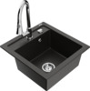Graniidist köögivalamu Mexen Vito 6503-75-670101-00, 49 x 52 x 21 cm, metallic must/kuldne+chrome, koos segisti ja sifooniga