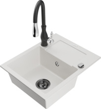Graniitköögivalamu Mexen Enzo 6506-20-672601-70, 57.6 x 46.5 x 17.4 cm, valge/must, segisti ja sifooniga