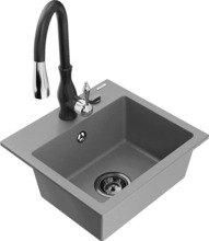 Graniidist köögivalamu Mexen Milo 6505-71-672601-70-B, 43 x 41 x 17.1 cm, hall/must, segisti ja sifooniga
