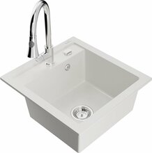 Graniidist köögivalamu Mexen Vito 6503-20-670101-00, 49 x 52 x 21 cm, valge, segisti ja sifooniga
