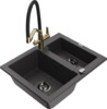 Graniitköögivalamu Mexen Carlos 6518-76-671701-57-B, 58 x 47 x 17.7 cm, must täpiline, koos segisti ja sifooniga