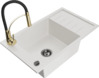 Graniidist köögivalamu Mexen Elias 6511-20-73450-57-B, 79 x 48 x 20 cm, valge/must/gold, segisti ja sifooniga