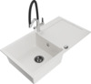 Graniidist köögivalamu Mexen Leo 6501-20-671701-07-B, 90 x 50 x 19 cm, valge, koos segisti ja sifooniga
