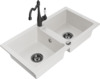 Graniidist köögivalamu Mexen Mario 6504-20-670700-70, 82 x 43.6 x 16.1 cm, valge/must, segisti ja sifooniga