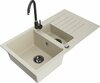 Graniidist köögivalamu Mexen Matias 6502-69-670200-70, 90 x 50.5 x 20 cm, beež/must, segisti ja sifooniga