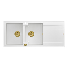 Topelt graniitvalamu Quadron Evan 121 HQE11650U1PVDG1P2O, 116 x 50 x 21.5 cm, valge/kuld