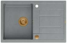 Graniitvalamu Quadron Morgan 111, HB8203U5-C1P2O, 78 x 50 x 22 cm, hõbedane kivi, Push To Open sifooniga