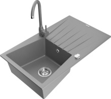 Graniidist köögivalamu Mexen Cesar 6514-71-670200-71, 77 x 47 x 20 cm, hall, koos segisti ja sifooniga