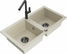 Graniidist köögivalamu Mexen Mario 6504-69-670401-70-B, 82 x 43.6 x 16.1 cm, beež, segisti ja sifooniga