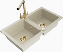 Graniitköögivalamu Mexen Mario 6504-69-671600-50, 82 x 43.6 x 16.1 cm, beež, segisti ja sifooniga