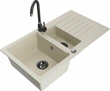 Graniidist köögivalamu Mexen Matias 6502-69-670200-70, 90 x 50.5 x 20 cm, beež/must, segisti ja sifooniga