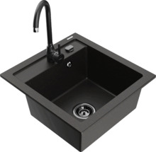 Graniidist köögivalamu Mexen Vito 6503-75-670200-70-B, 49 x 52 x 24 cm, metallic must/kuldne, segisti ja sifooniga