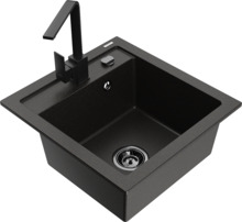 Graniidist köögivalamu Mexen Vito 6503-75-670300-70-B, 52 x 49 x 21 cm, metallic must/kuldne, segisti ja sifooniga