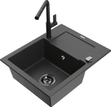 Graniidist köögivalamu Mexen Enzo 6506-76-670401-70-B, 57 x 46 x 17.4 cm, must täpiline, koos segisti ja sifooniga