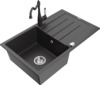 Graniidist köögivalamu Mexen Bruno 6513-76-670700-76, 79.5 x 49.5 x 20 cm, must täpiline, koos segisti ja sifooniga