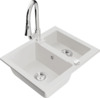 Graniidist köögivalamu Mexen Carlos 6518-20-670101-00, 58.2 x 47.5 x 17.7 cm, valge/chrome, segisti ja sifooniga