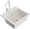 Graniidist köögivalamu Mexen Milo 6505-20-670300-20, 43.5 x 41 x 17.1 cm, valge, koos segisti ja sifooniga