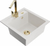 Graniidist köögivalamu Mexen Vito 6503-20-670300-50, 49 x 52 x 21 cm, valge+gold, segisti ja sifooniga