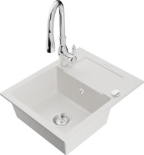 Graniitköögivalamu Mexen Enzo 6506-20-672601-00, 57 x 46 x 17 cm, valge, segisti ja sifooniga