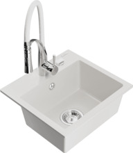 Graniidist köögivalamu Mexen Milo 6505-20-73450-02, 43.5 x 41 x 17.1 cm, valge, segisti ja sifooniga