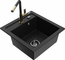 Graniidist köögivalamu Mexen Vito 6503-77-670401-57-B, 49 x 52 x 21 cm, must/gold, segisti ja sifooniga