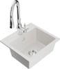 Graniidist köögivalamu Mexen Milo 6505-20-672601-00, 43.5 x 41 x 17.1 cm, valge/kroom, segisti ja sifooniga