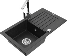 Graniidist köögivalamu Mexen Pablo 6510-73-670300-00, 75 x 43 x 16.1 cm, must/hõbedane metallic, koos segisti ja sifooniga