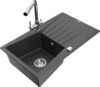 Graniidist köögivalamu Mexen Cesar 6514-76-671600-00, 77.5 x 47 x 20 cm, must granite/chrome, segisti ja sifooniga