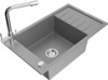 Graniidist köögivalamu Mexen Elias 6511-71-671600-00, 79.5 x 48 x 20 cm, hall/hõbedane, segisti ja sifooniga