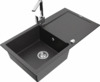 Graniidist köögivalamu Mexen Leo 6501-76-670300-00, 90 x 50 x 19 cm, must marmor, segisti ja sifooniga
