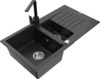 Graniidist köögivalamu Mexen Matias 6502-73-670300-7, 90 x 50.5 x 20 cm, must/hõbe, segisti ja sifooniga