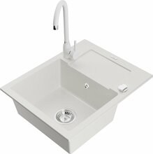 Graniidist köögivalamu Mexen Enzo 6506-20-670200-20, 57.6 x 46.5 x 17.4 cm, valge, koos segisti ja sifooniga