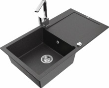 Graniidist köögivalamu Mexen Leo 6501-76-670300-00, 90 x 50 x 19 cm, must marmor, segisti ja sifooniga