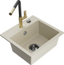 Graniidist köögivalamu Mexen Milo 6505-69-670401-57-B, 43.5 x 41 x 17.1 cm, beež, koos segisti ja sifooniga
