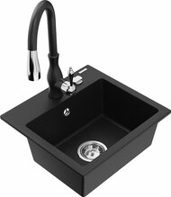 Graniidist köögivalamu Mexen Milo 6505-77-672601-70, 43 x 41 x 17.1 cm, must, segisti ja sifooniga